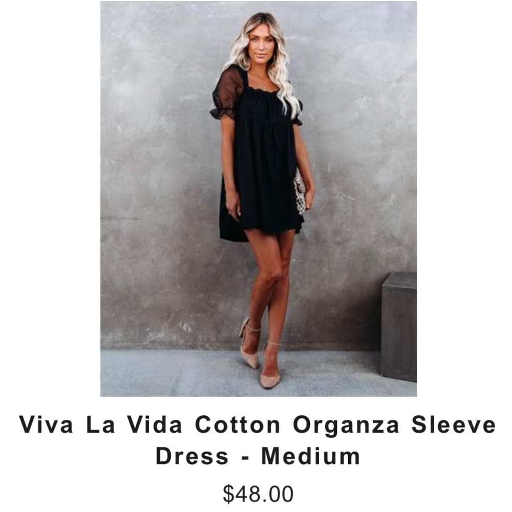 Black puff sleeve dress, medium
